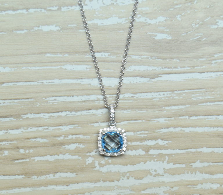 Blue topaz deals diamond pendant