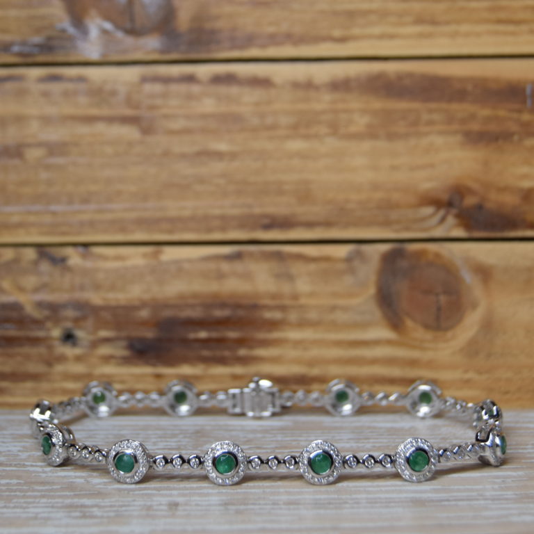 Natural Emerald And Diamond Bangle Bracelet – MEMORIA