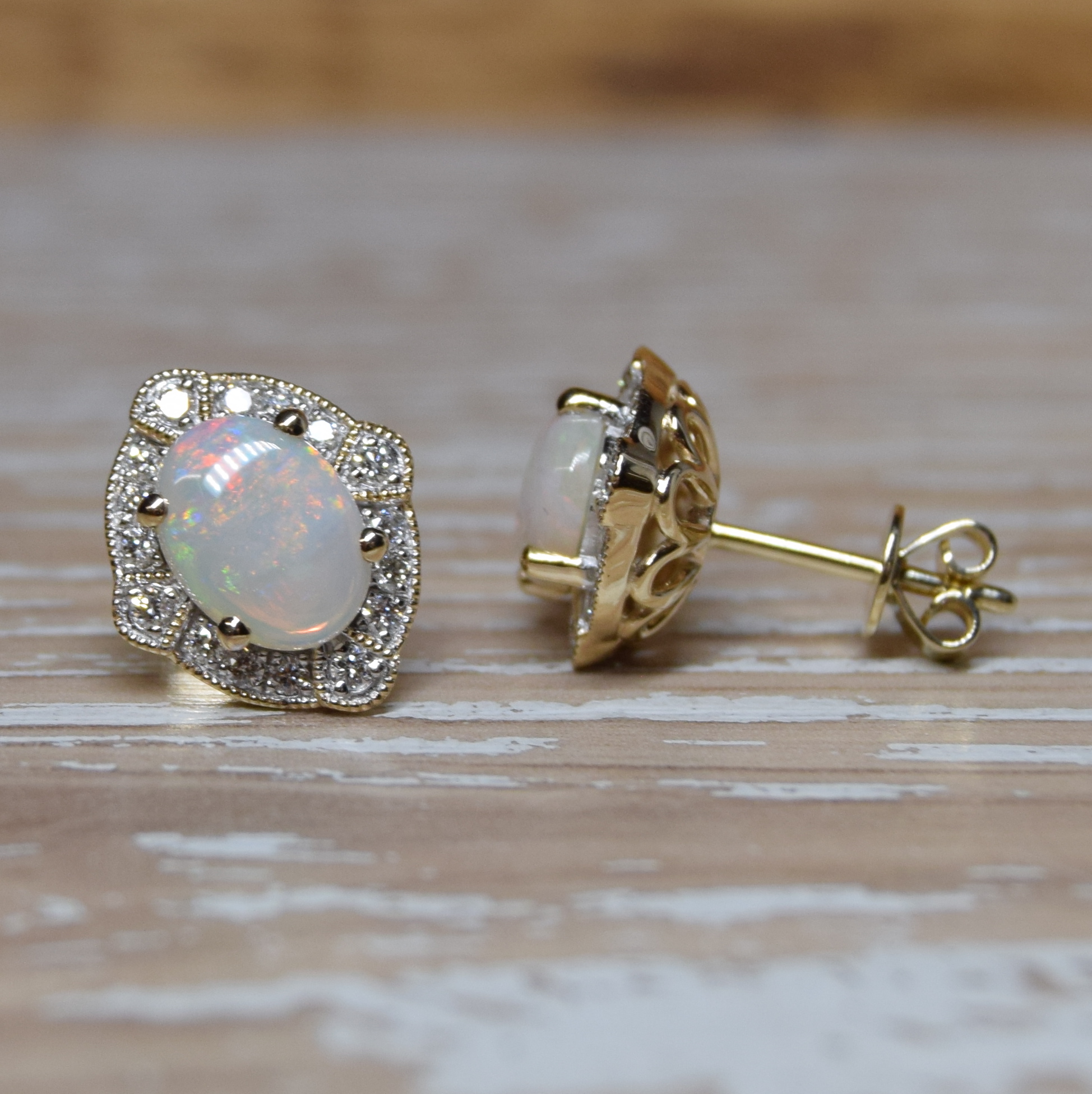 Opal and Diamond Earrings - RHS Jewellers